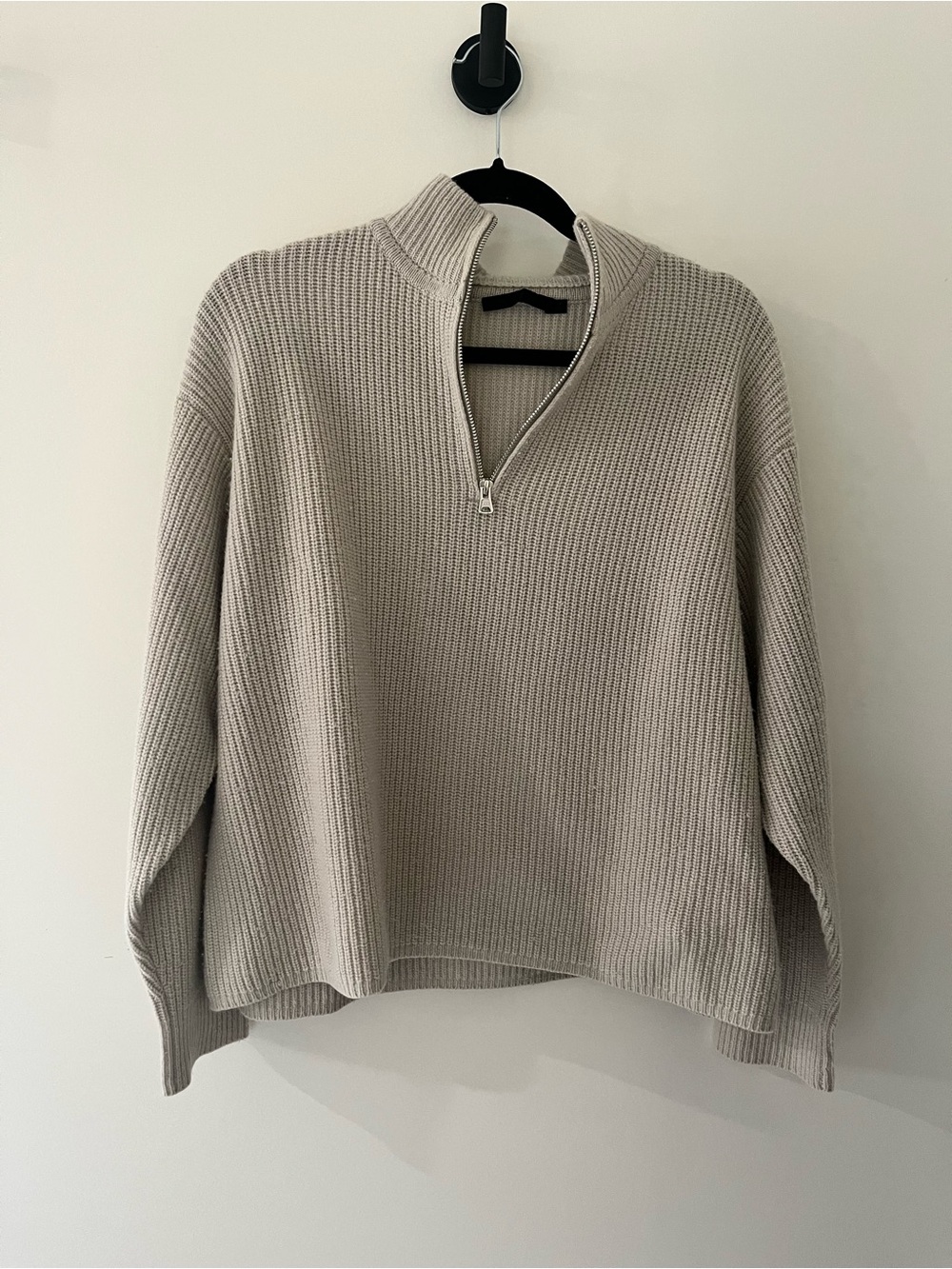 Jenni Kayne Ribbed Quarter-Zip Sweater - Dove Grey